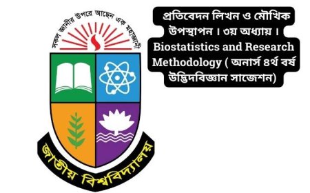 প্রতিবেদন লিখন ও মৌখিক উপস্থাপন । ৩য় অধ্যায় । Biostatistics and Research Methodology ( অনার্স ৪র্থ বর্ষ উদ্ভিদবিজ্ঞান সাজেশন)