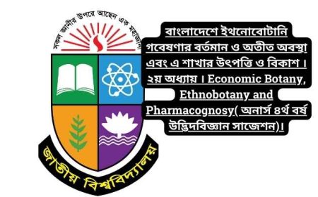 বাংলাদেশে ইথনোবোটানি গবেষণার বর্তমান ও অতীত অবস্থা এবং এ শাখার উৎপত্তি ও বিকাশ । ২য় অধ্যায় । Economic Botany, Ethnobotany and Pharmacognosy( অনার্স ৪র্থ বর্ষ উদ্ভিদবিজ্ঞান সাজেশন)।