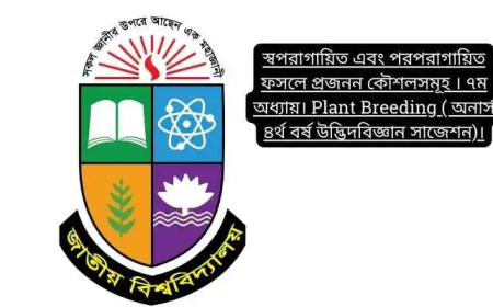 স্বপরাগায়িত এবং পরপরাগায়িত ফসলে প্রজনন কৌশলসমূহ । ৭ম অধ্যায়। Plant Breeding ( অনার্স ৪র্থ বর্ষ উদ্ভিদবিজ্ঞান সাজেশন)।