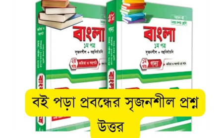 বই পড়া প্রবন্ধের সৃজনশীল প্রশ্ন উত্তর