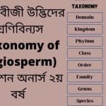 আবৃতবীজী উদ্ভিদের শ্রেণিবিন্যস (Taxonomy of Angiosperm) সাজেশন অনার্স ২য় বর্ষ